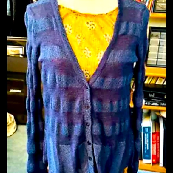 FREE PEOPLE Lovely Vintage Mustard & Blue Floral Racerback Tank Top, Medium - Picture 2 of 9